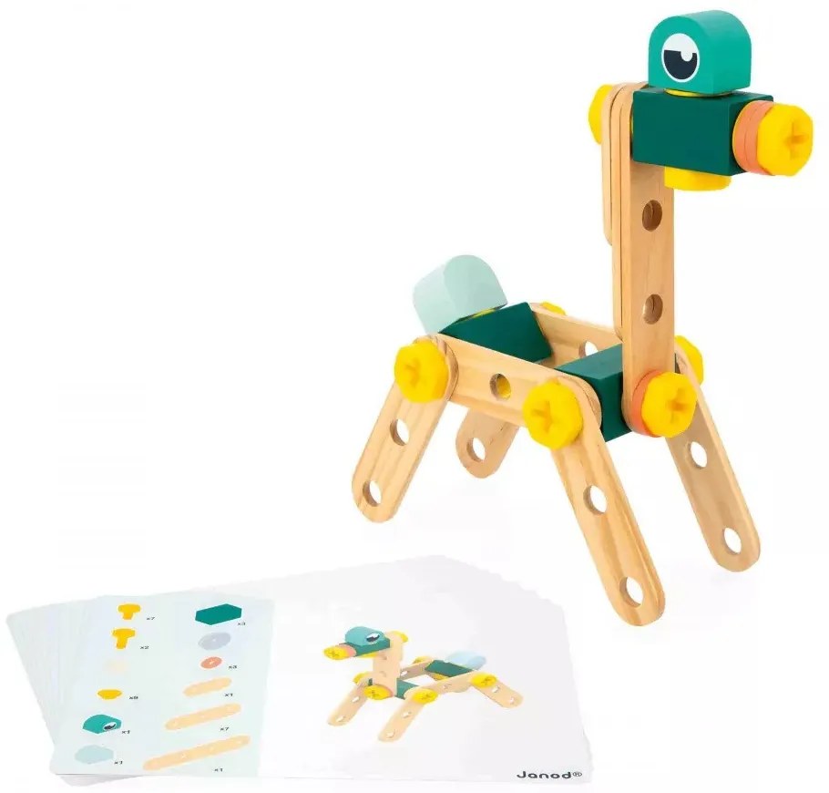 BricoKids - Drevená montážna stavebnica s náradím - 100 ks