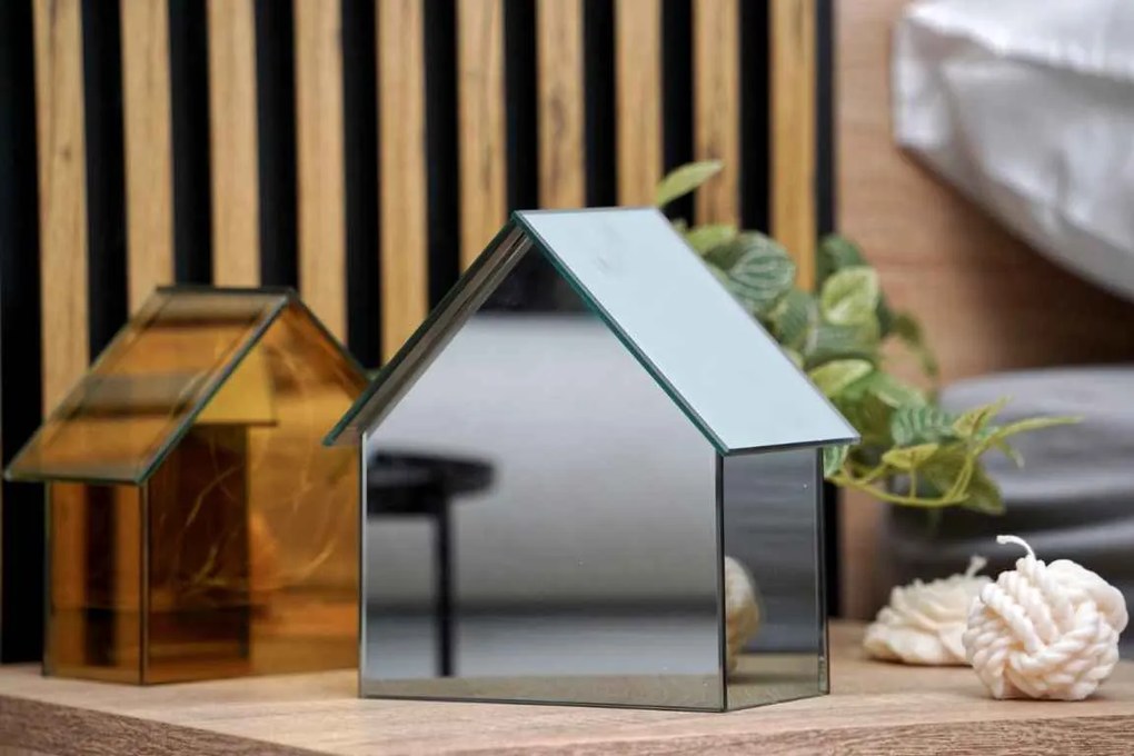 LED skleněný domeček ELITE, šedý - více velikostí Veľkosť: S