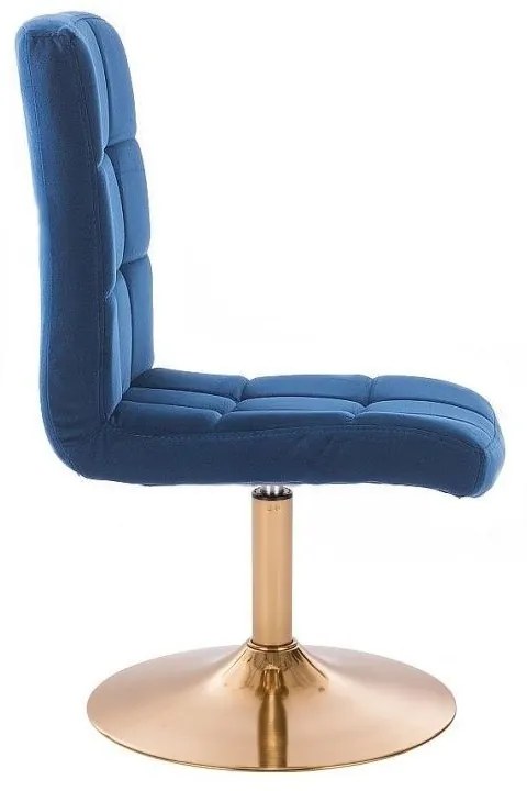 LuxuryForm DESIGN Stolička TOLEDO VELUR na zlatom tanieri - modrá