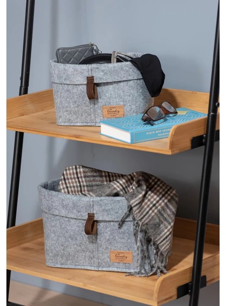 Sivý textilný organizér Wenko Felt, 18 x 12 cm