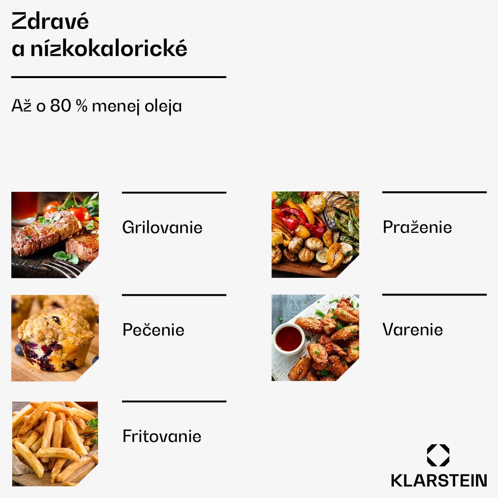 Klarstein AeroVital Deluxe teplovzdušná fritéza, 1700 W, 8 programov, vrátane príslušenstva, 200°C, Časovač