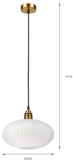 Závesné svietidlo na lanku HECTOR 1xE27/15W/230V, biela/ mosadz, priemer 30 cm