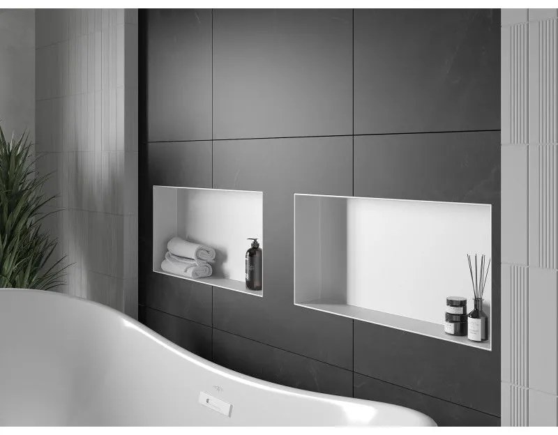 Mexen X-Wall-NR, polička na zapustenie pod obklad bez goliera 60 x 30 cm, biela, 1921603010