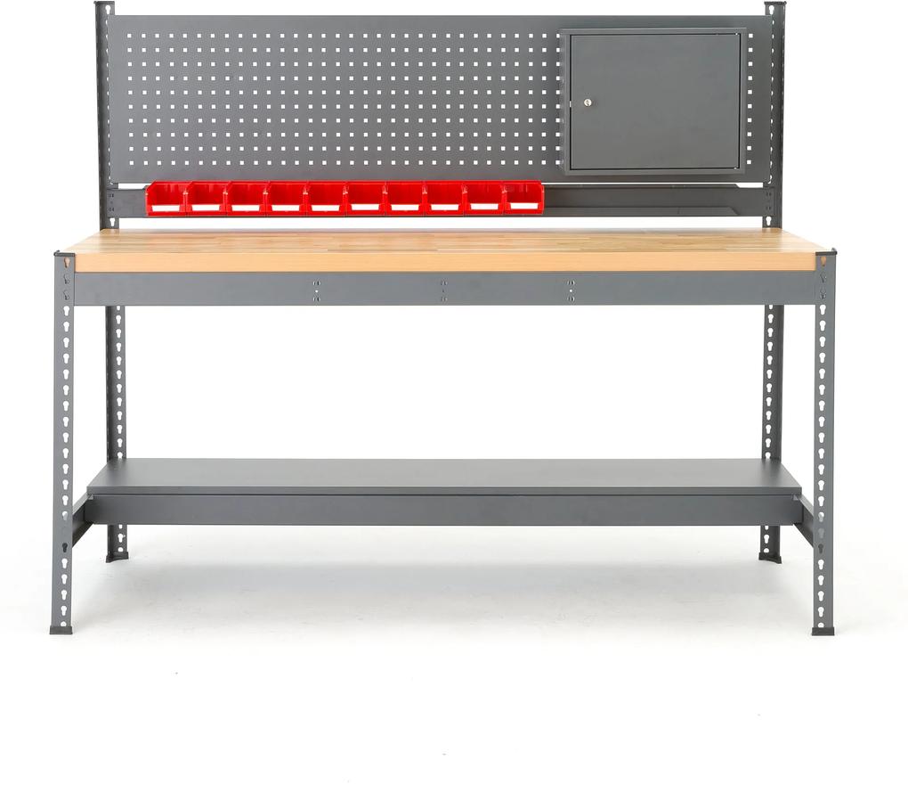 Dielenský stôl Combo s panelom na náradie a skrinkou, 1840x775x1530 mm