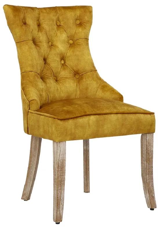 Dizajnová stolička Queen zamat horčicová žltá