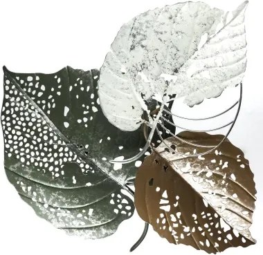 Kovová nástenná dekorácia 3 listy, 50x50 cm%