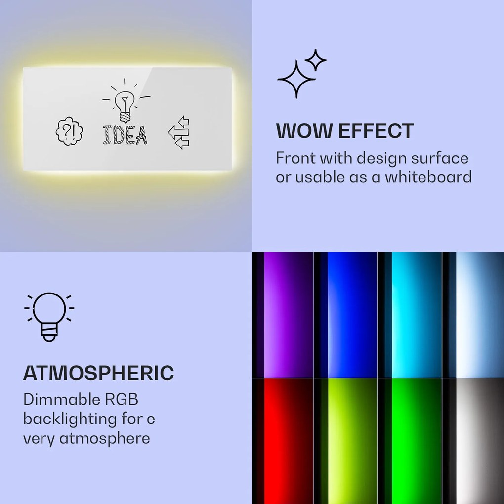 Klarstein Mojave 1000 smart, infračervený ohrievač 2 v 1, konvektor, 120 x 60 cm, 1000 W, RGB osvetlenie