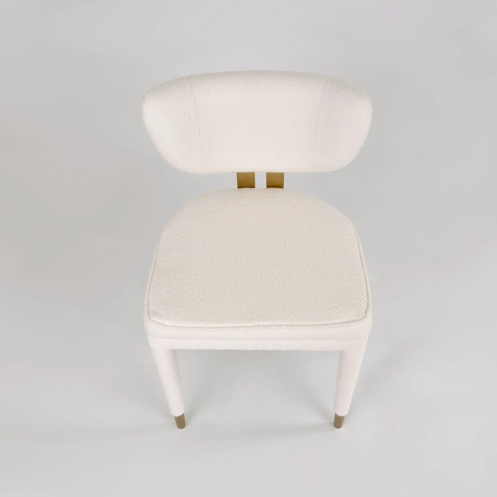 Designová jídelní židle Modig M3-14 bouclé bílá/zlatá