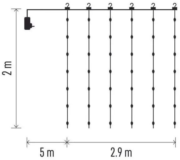 EMOS LED vianočný nano reťaz - záclona, teplá biela 2,9x2m, programy D3EW04