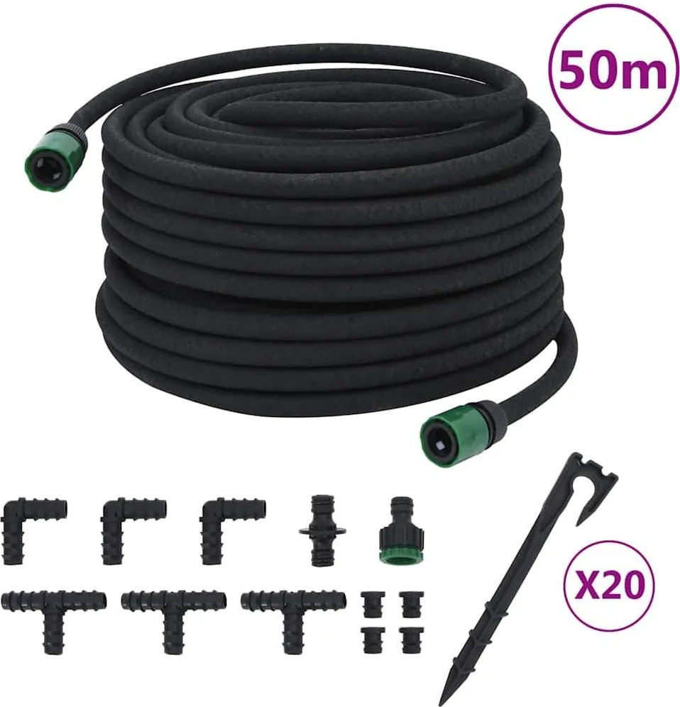 Záhradná priesaková hadica, čierna 0,6" 50 m, guma