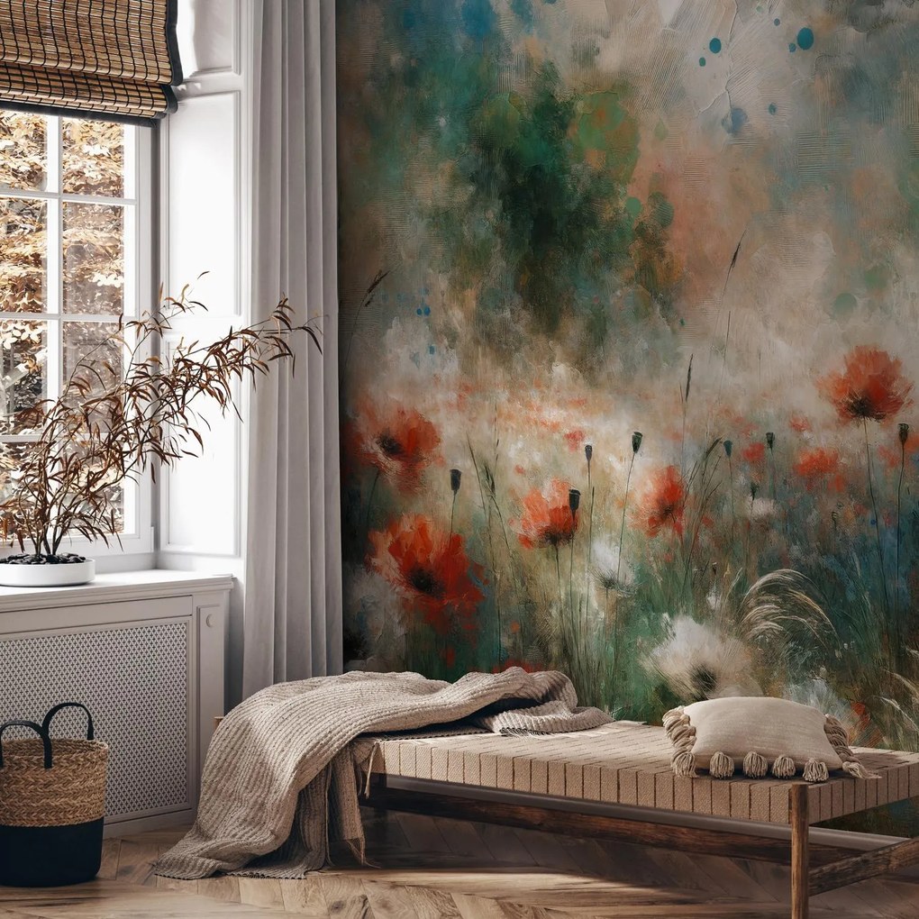 Fototapeta - Abstrakcia poľa s makmi (147x102 cm)