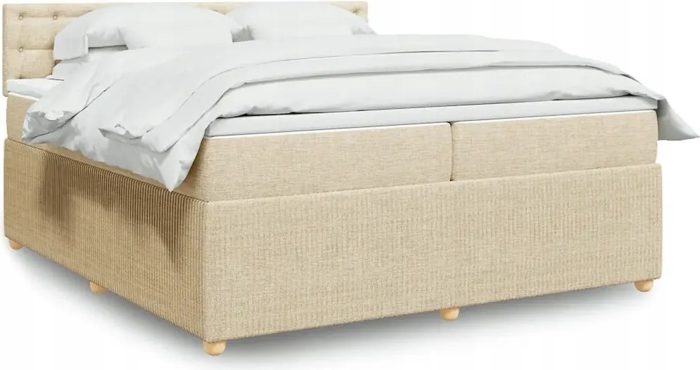 vidaXL Boxspring posteľ s matracom krémová 200x200 cm látka