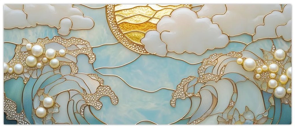 Obraz - 3D perly v oceáne (120x50 cm)
