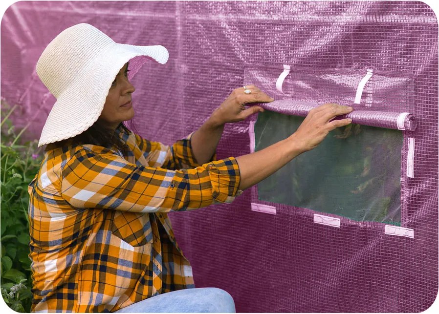 Fóliový tunel, záhradný skleník 2,5 x 4 m (10m2) ružový Plonos 4979-B