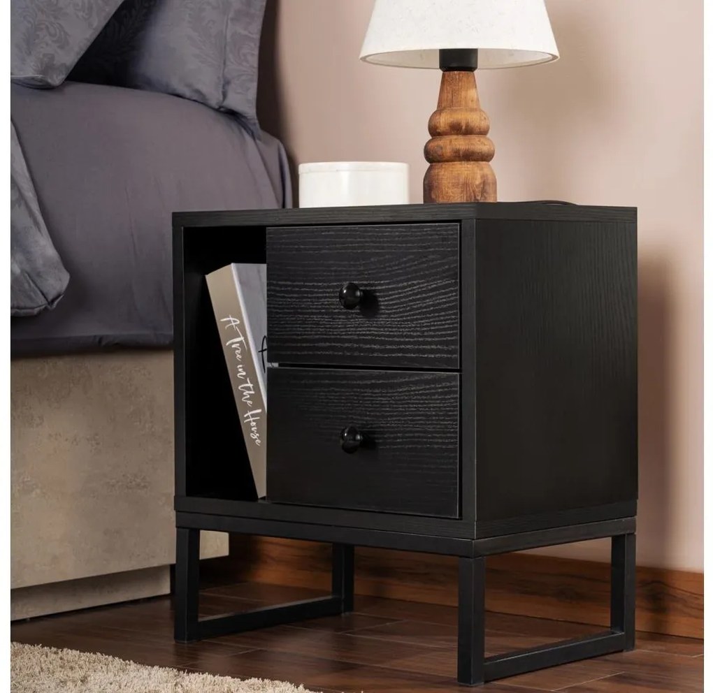 Nočný stolík GLIMMER 50x45,2 cm čierna