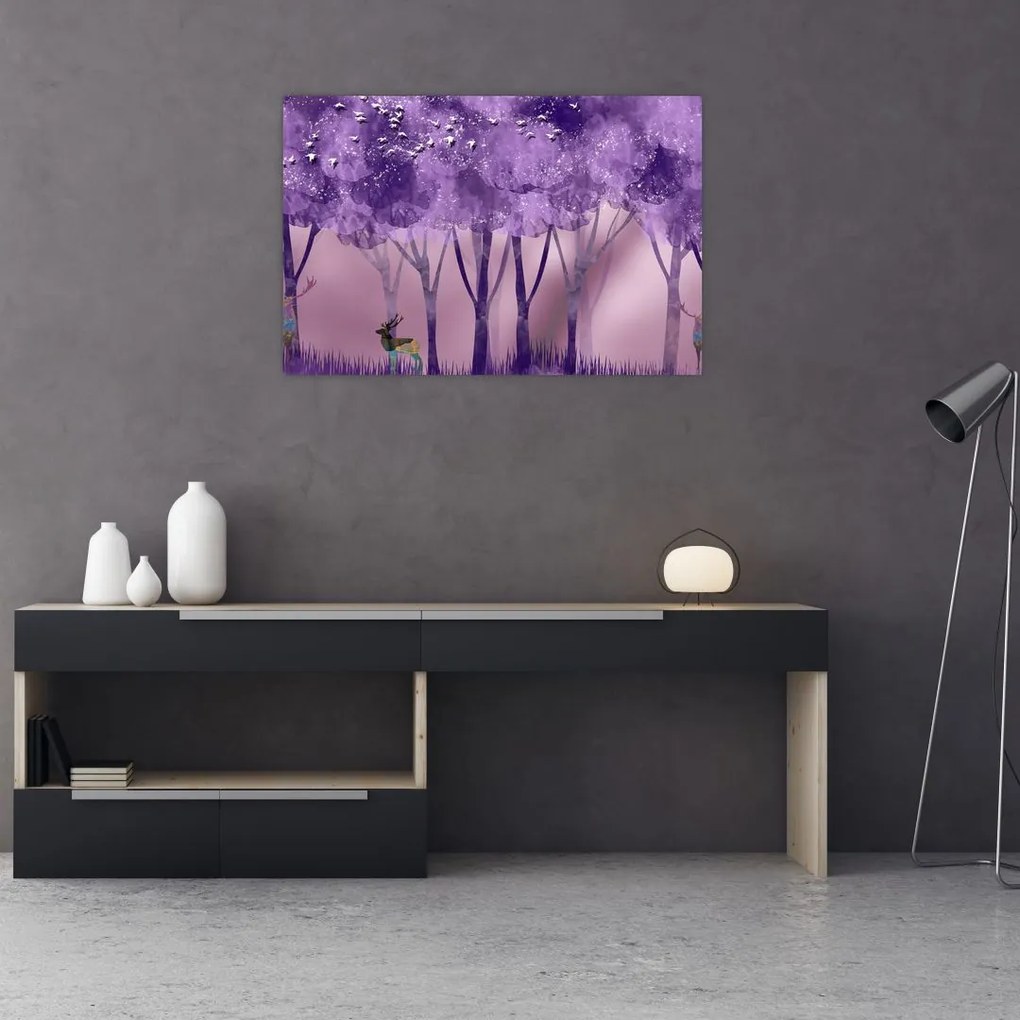 Obraz - Jelene v magickom lese (90x60 cm)