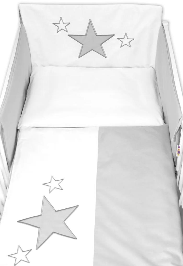 Mantinel s obliečkami Baby Stars - sivý, 120x90 cm 120x90