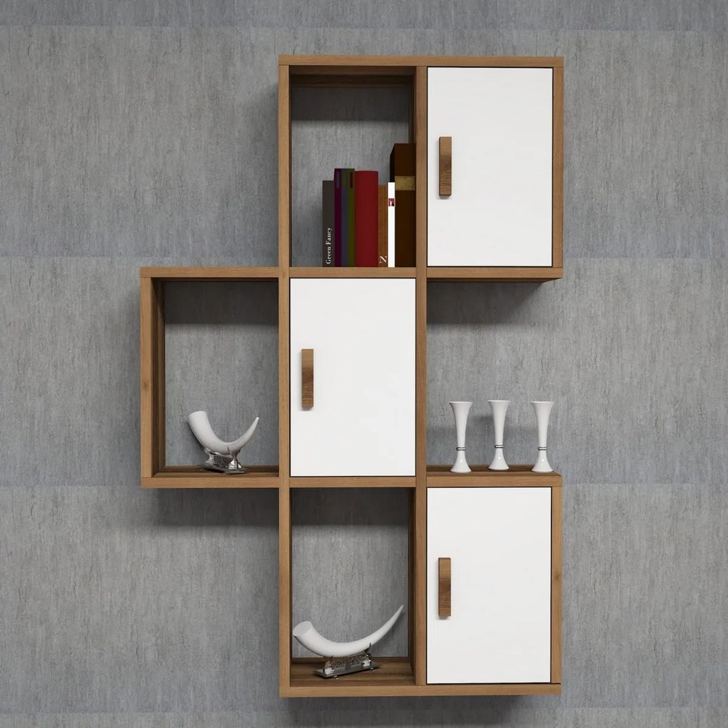 Nástenná polica FLORA 50 cm dub jantár/biela