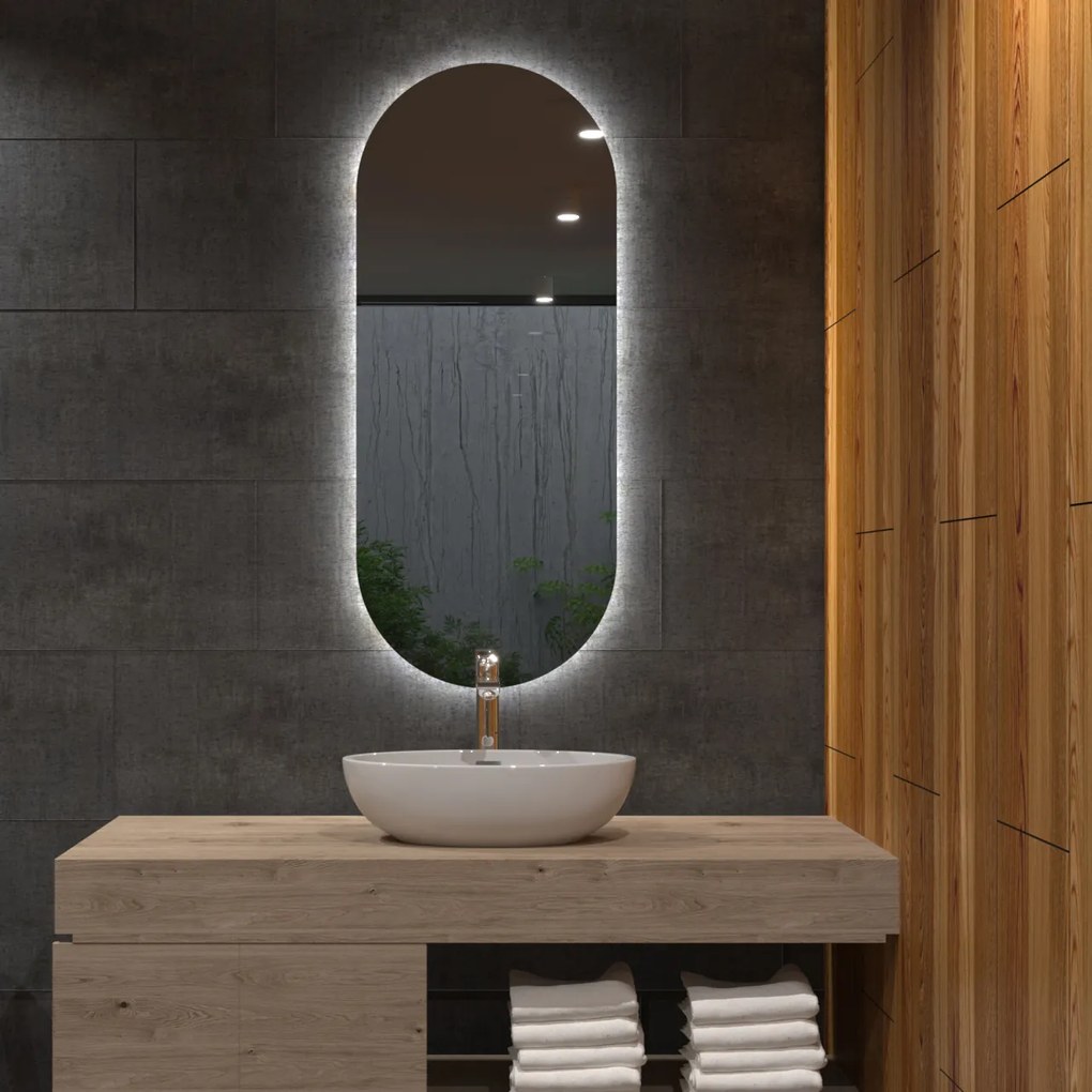 Oválne zrkadlo do kúpeľne s LED osvetlením A1 50x100