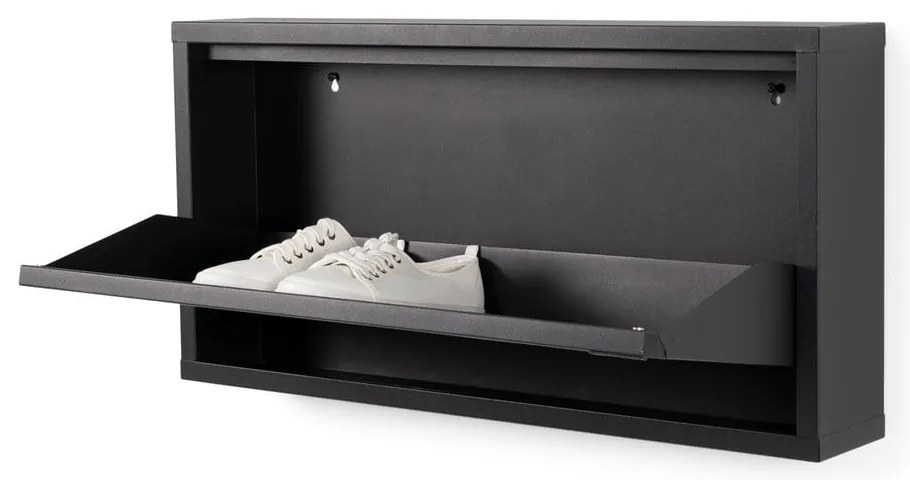 Čierna kovová výklopná skrinka na topánky 75x37,5x12,5 cm Billy – Spinder Design