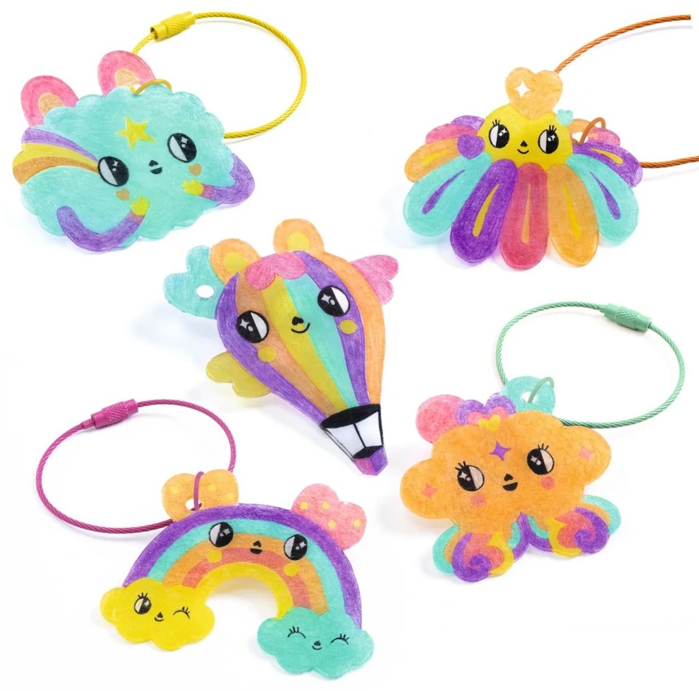 Umelecká zmršťovacia fólia - prívesky na kľúče - postavičky kawaii