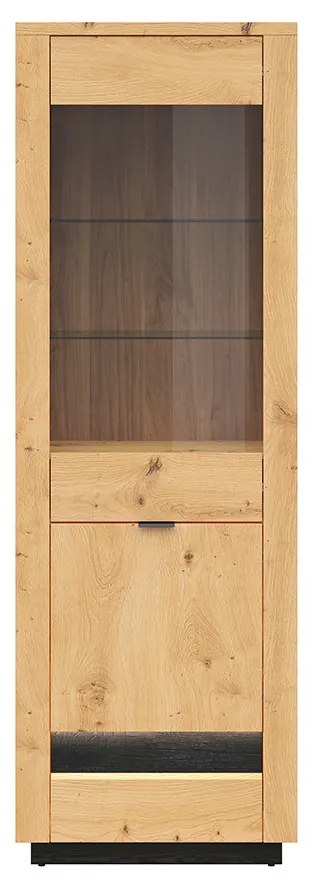 Vitrína BRW Ostia REG1D1W/20/7 (dub artisan + dub čierny). Akcia -18%. Vlastná spoľahlivá doprava až k Vám domov. 1025964
