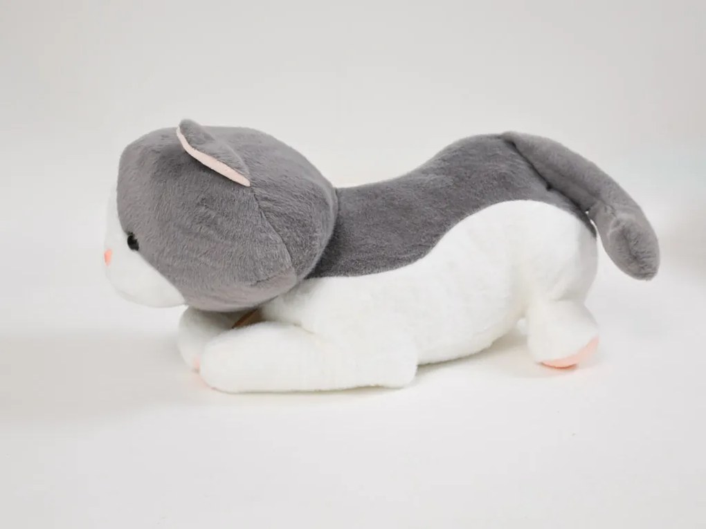 Plyšová MAČKA s detskou dekou vo vnútri, sivá