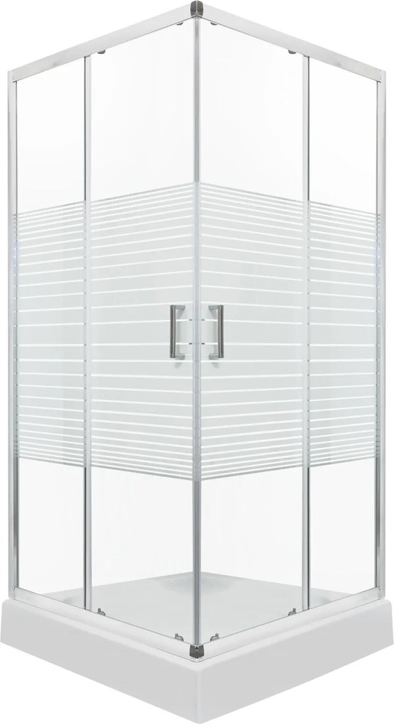 Novoterm Štvorcový sprchový kút NV-Madera 90x90 chróm/transparent - bez vaničky