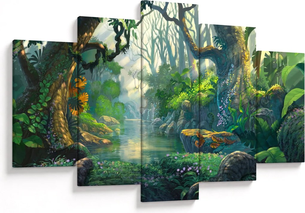 Obraz - Ilustrácia tropického lesa (150x105 cm)