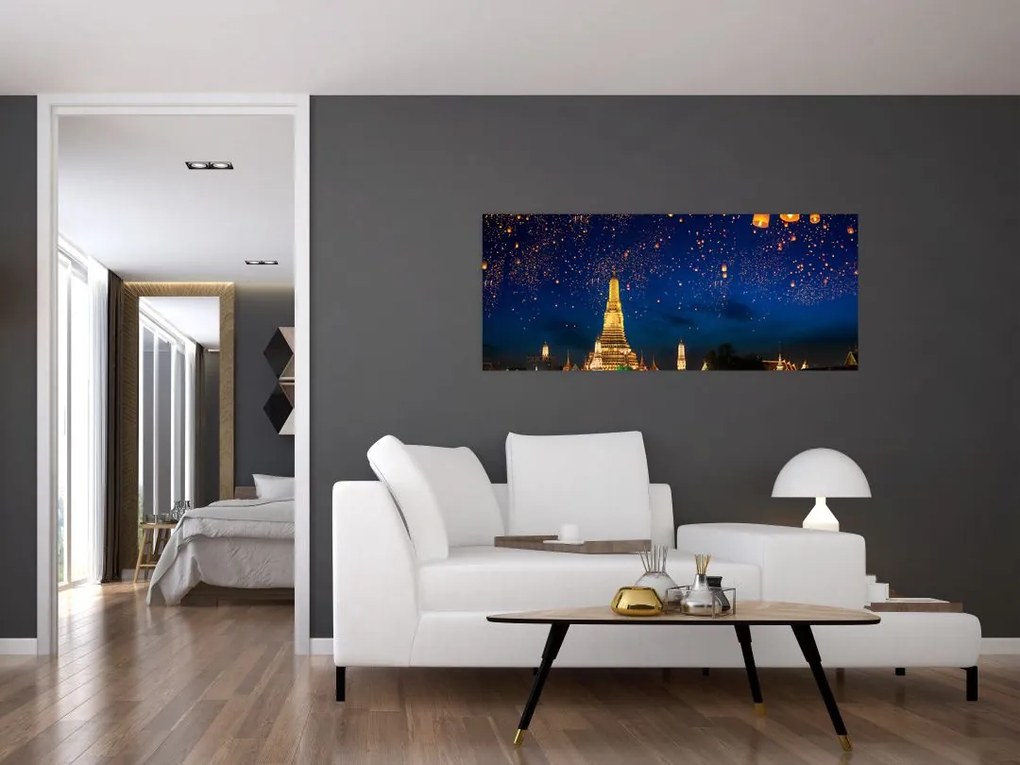 Obraz - Lampióny šťastia, Bangkok (120x50 cm)