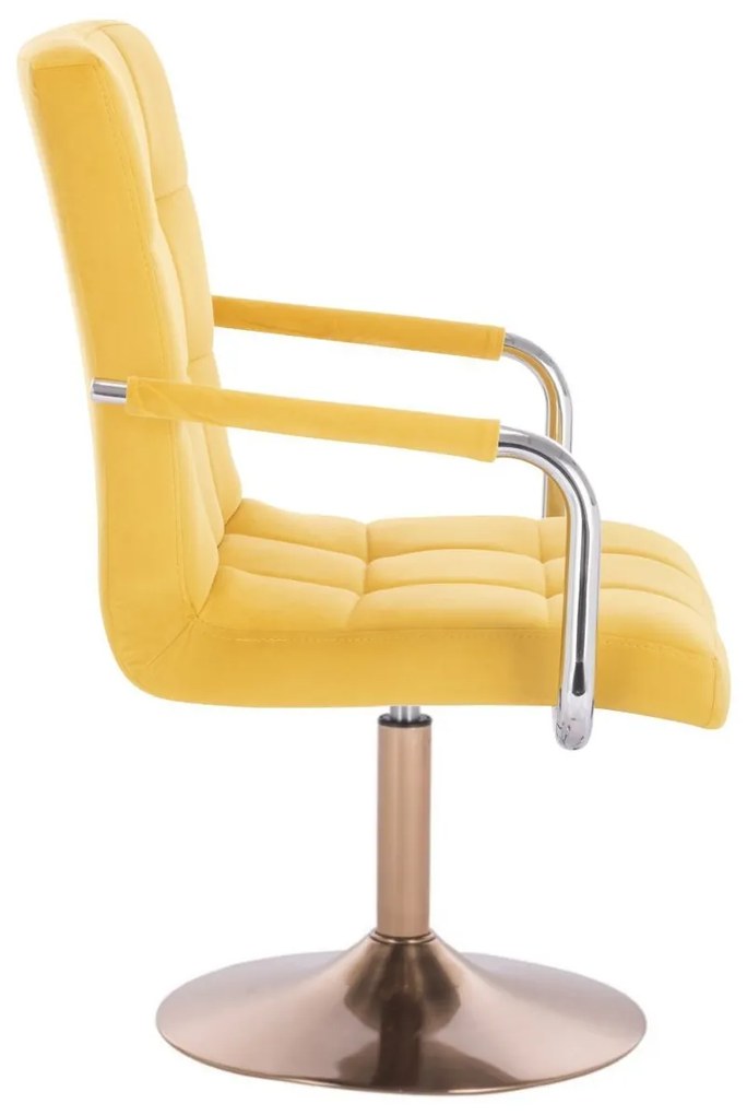 LuxuryForm DESIGN Stolička VERONA VELUR na zlatom tanieri - žltá