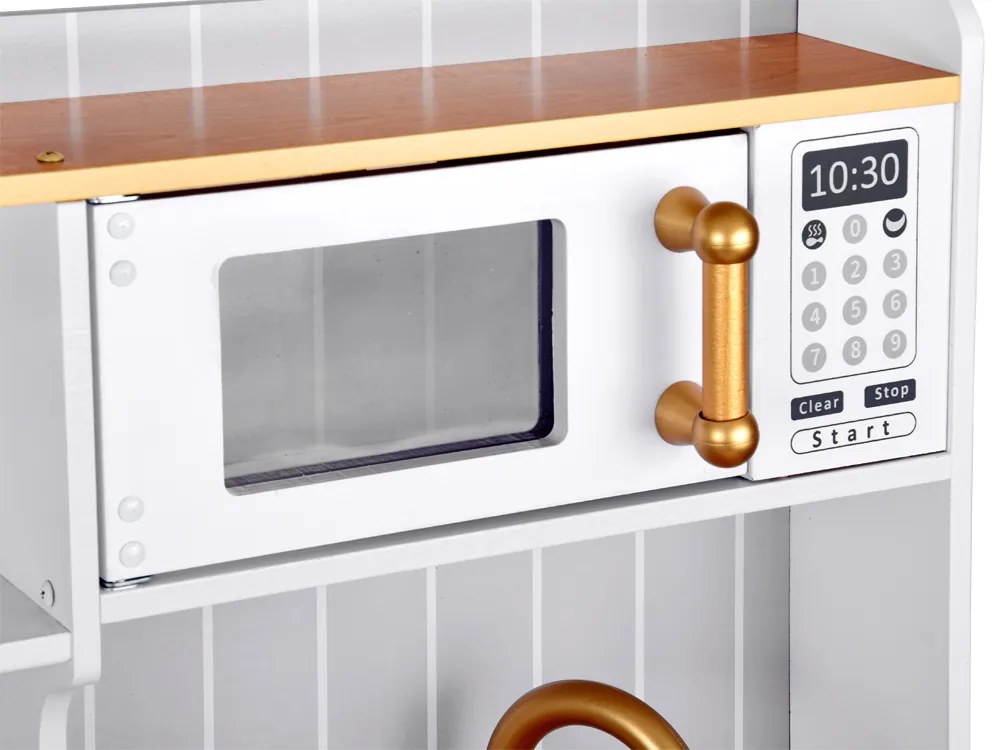 Elegantná biela drevená kuchyňa s príslušenstvom svetlo + zvuk ZA5387