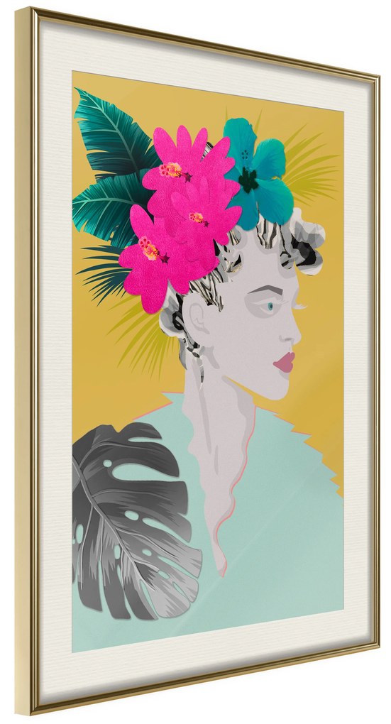 Artgeist Plagát - Flowers In The Hair [Poster] Veľkosť: 20x30, Verzia: Zlatý rám s passe-partout