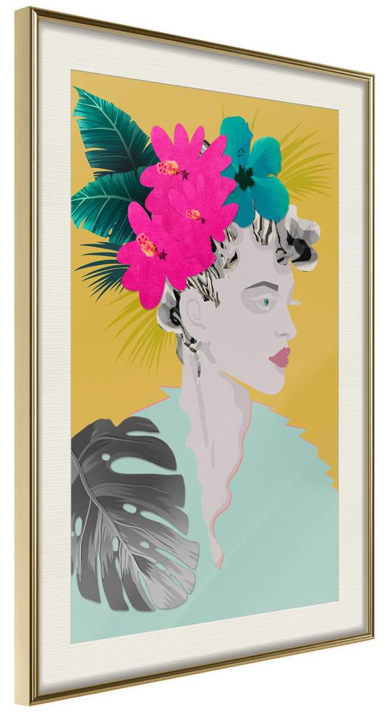 Artgeist Plagát - Flowers In The Hair [Poster] Veľkosť: 40x60, Verzia: Zlatý rám s passe-partout