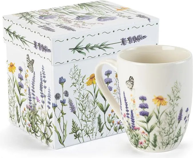 Porcelánový hrnček LEVANDUĽA A MOTÝLI v darčekovej krabičke 350 ml
