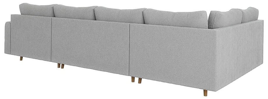 Svetlosivá menčestrová rohová pohovka (pravý roh/do "U") Ariella – Ropez