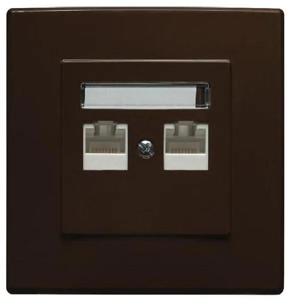 GPK-2L Dvojitá počítačová zásuvka RJ45 hnedá