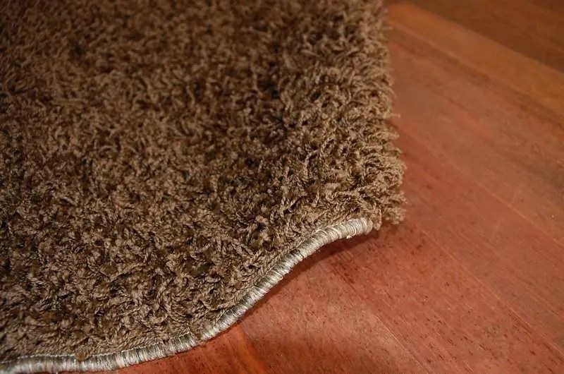 Okrúhly koberec SHAGGY Hiza 5cm hnedý