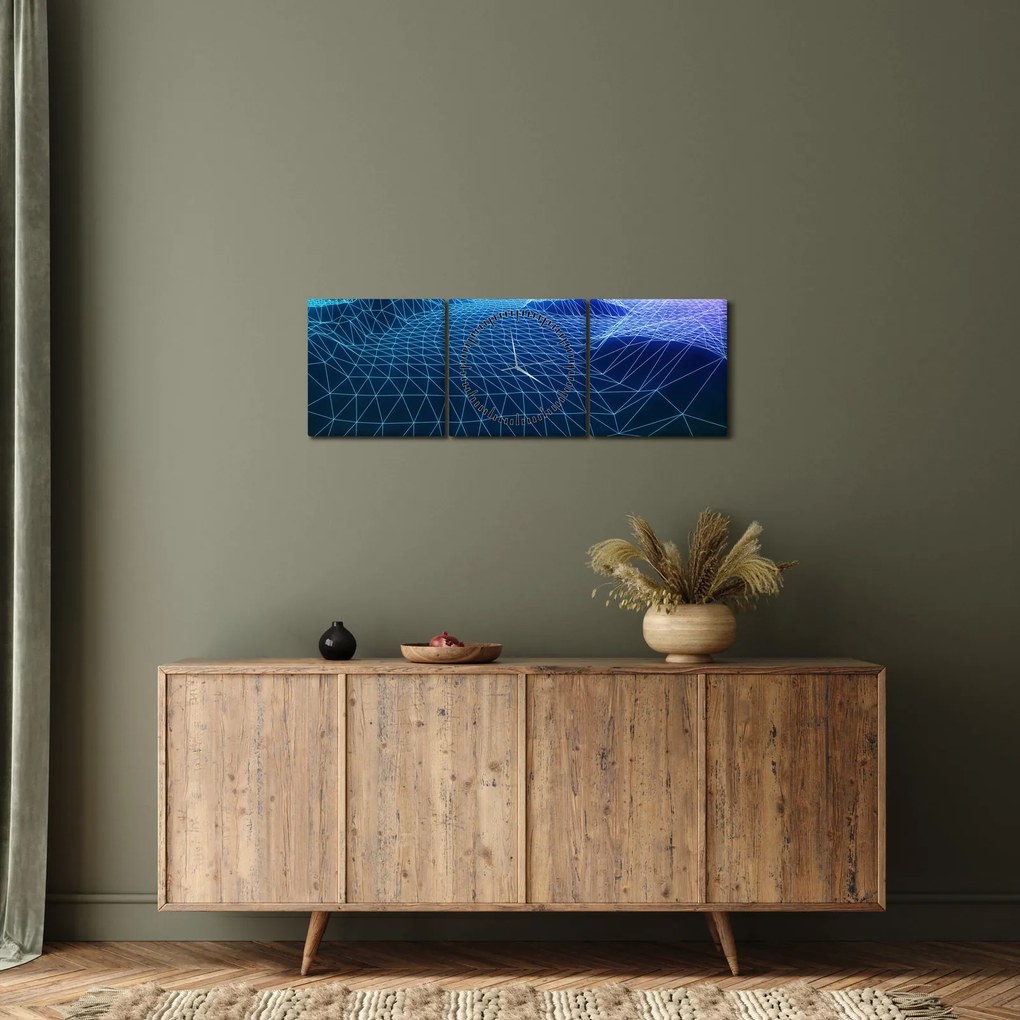 Obraz - Hory v počítačovom modeli (s hodinami) (90x30 cm)