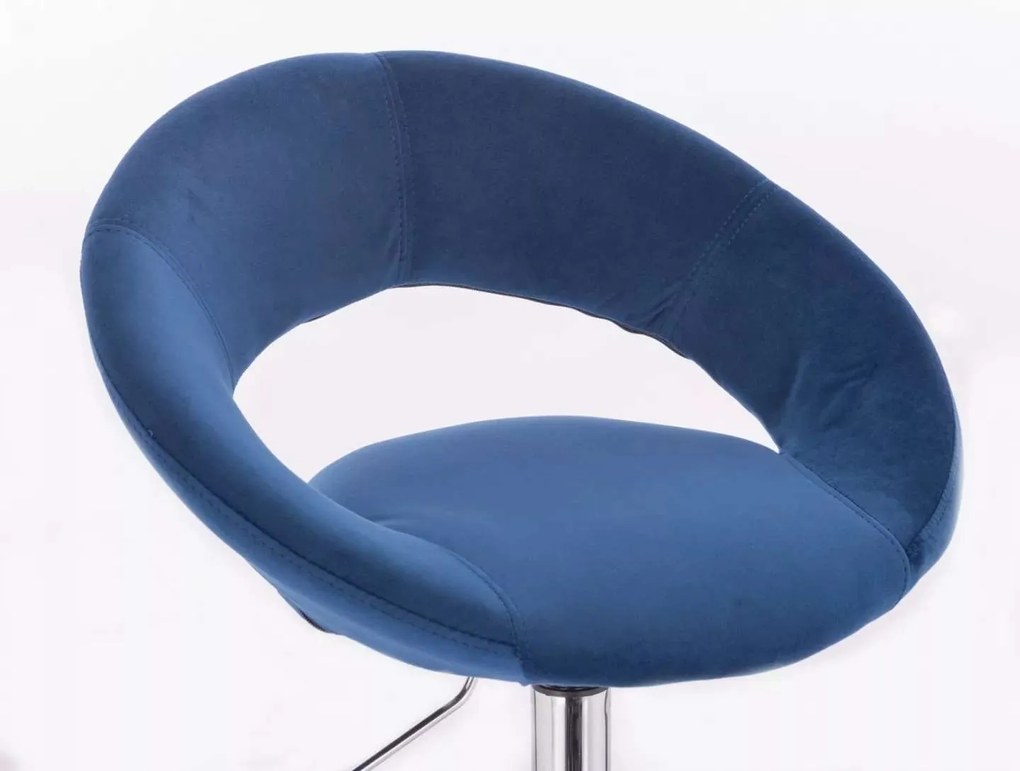 LuxuryForm DESIGN Stolička NAPOLI VELUR na zlatej podstave s kolieskami - modrá