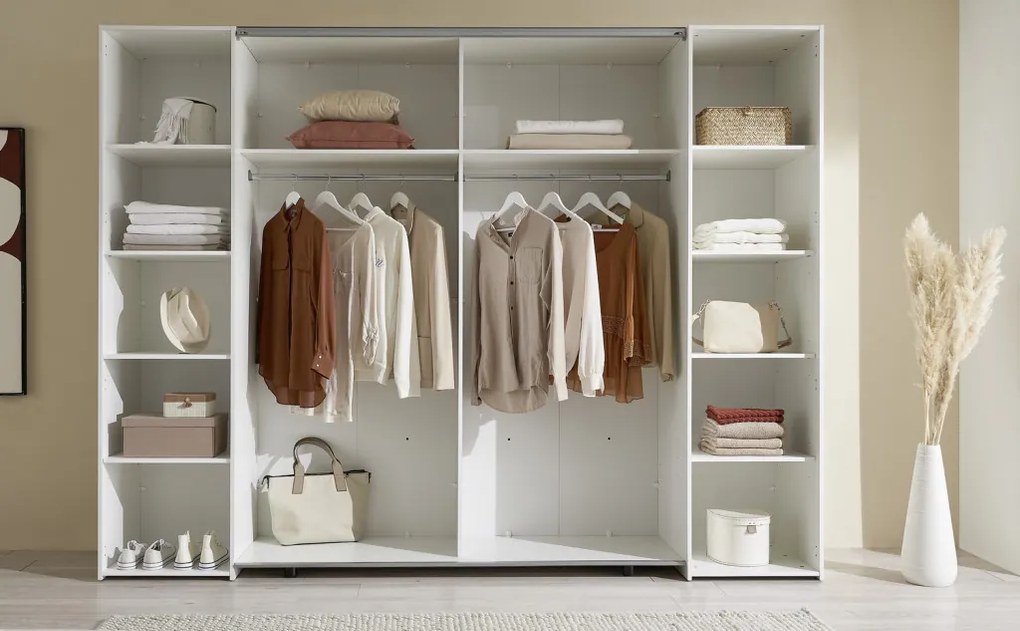 Šatníková skriňa Maturs, 267 cm, biela