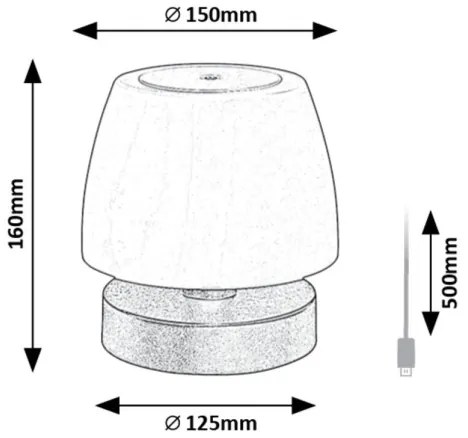 Rabalux 7040 - LED Stmievateľná stolná lampa ODERA LED/3W/5V 2000 mAh IP44