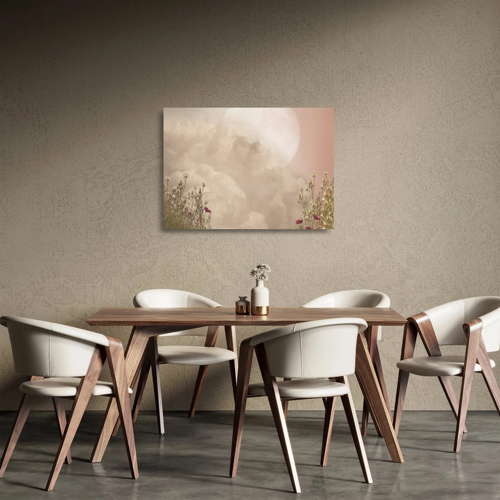 Sklenený obraz - Ružový spln (70x50 cm)