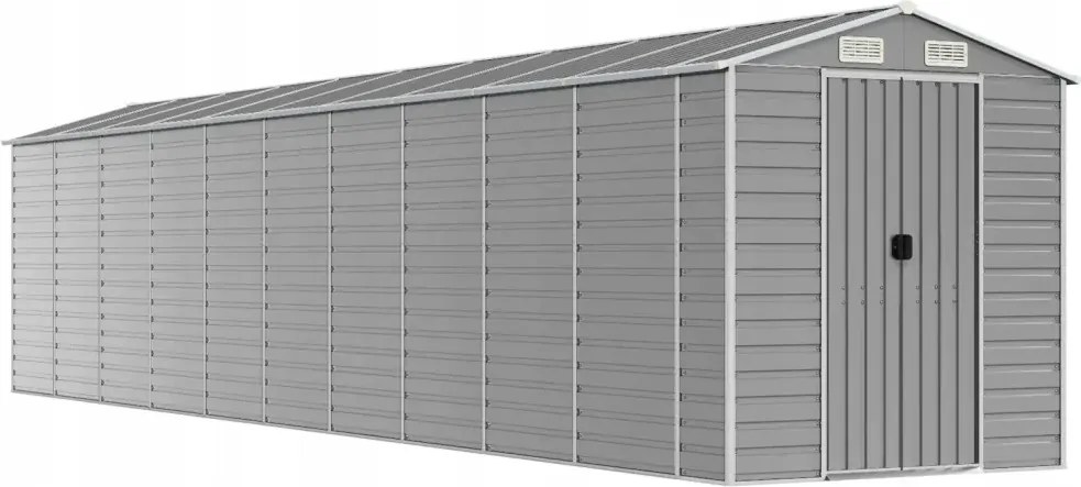 vidaXL Záhradná kôlňa, svetlosivá, 191x895x198 cm, galvanizovaná oceľ