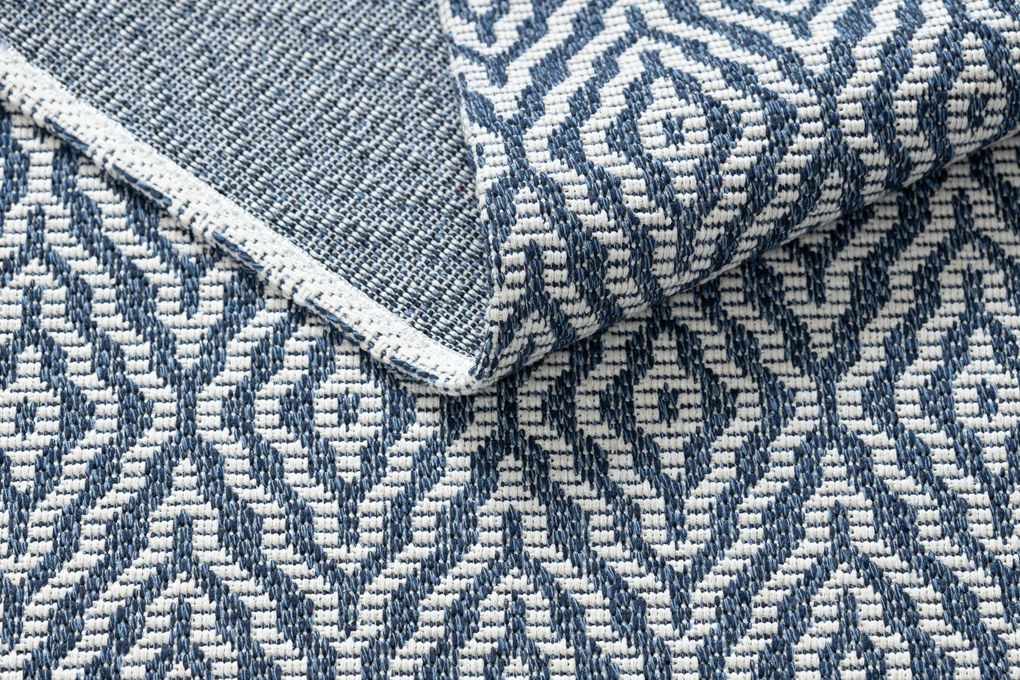 Ekologický šnúrkový koberec CASA EKO SIZAL Boho 22084 z recyklovanej bavlny, modro - krémový