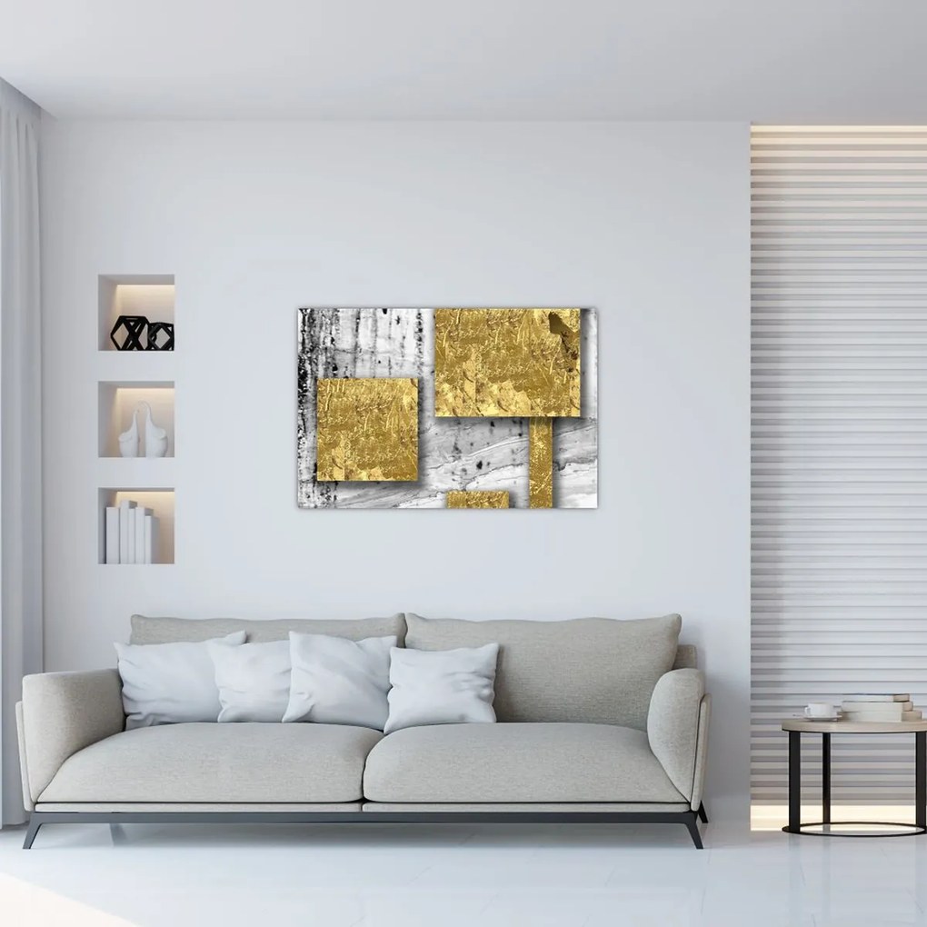 Obraz - Zlaté štvorce N⁰3 (90x60 cm)
