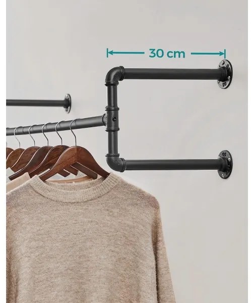 Sada 2 ks nástenných vešiakov na ramienka LINEA, čierna