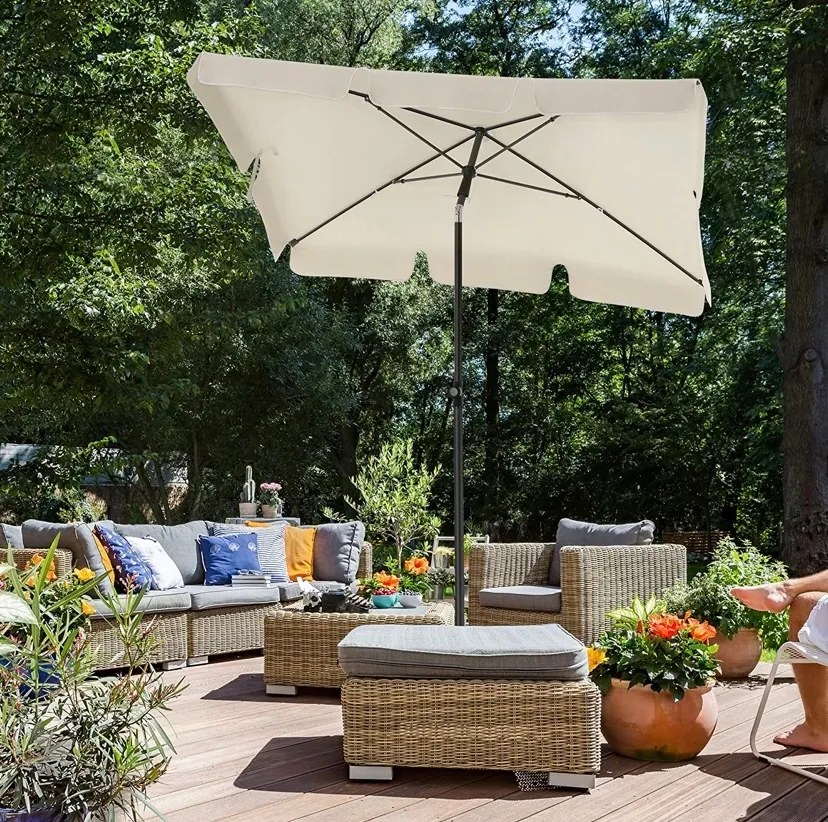 Záhradný slnečník s ochranným obalom Royal 200x125 cm krémový