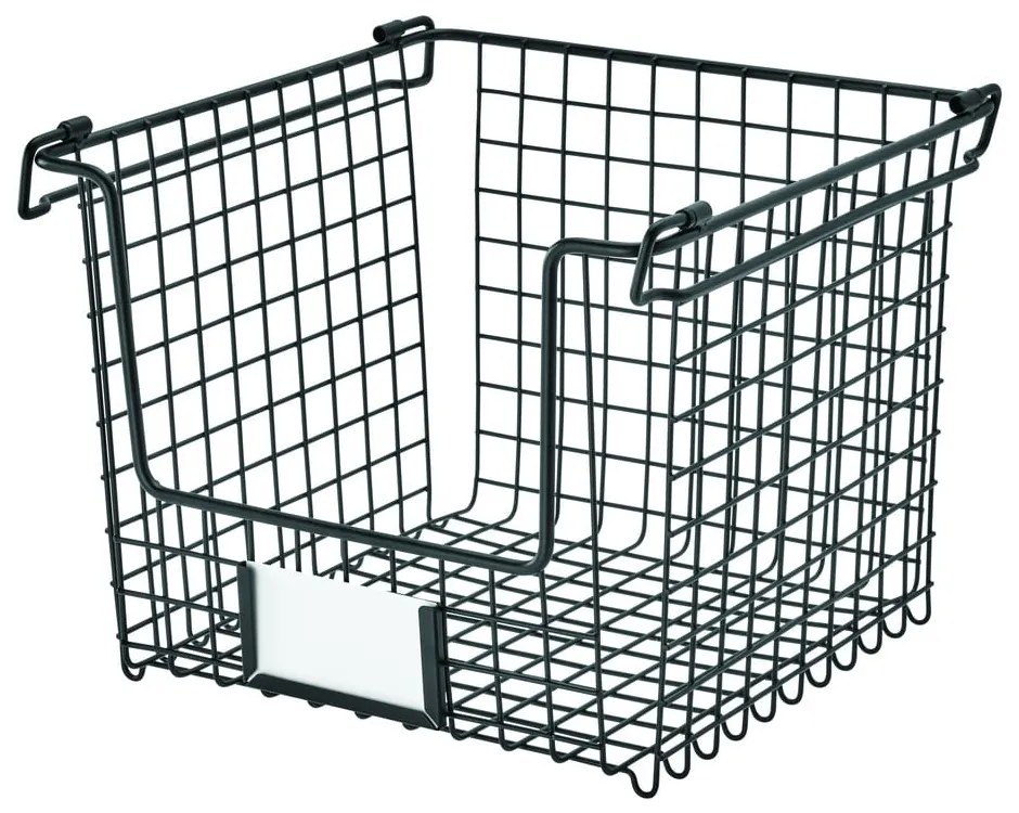 Čierny kovový košík iDesign Classico, 25,5 x 25,5 cm