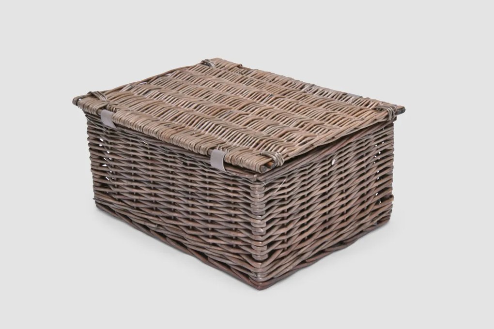 Šedý prútený piknikový kôš pre 4 – 40 x 31 cm